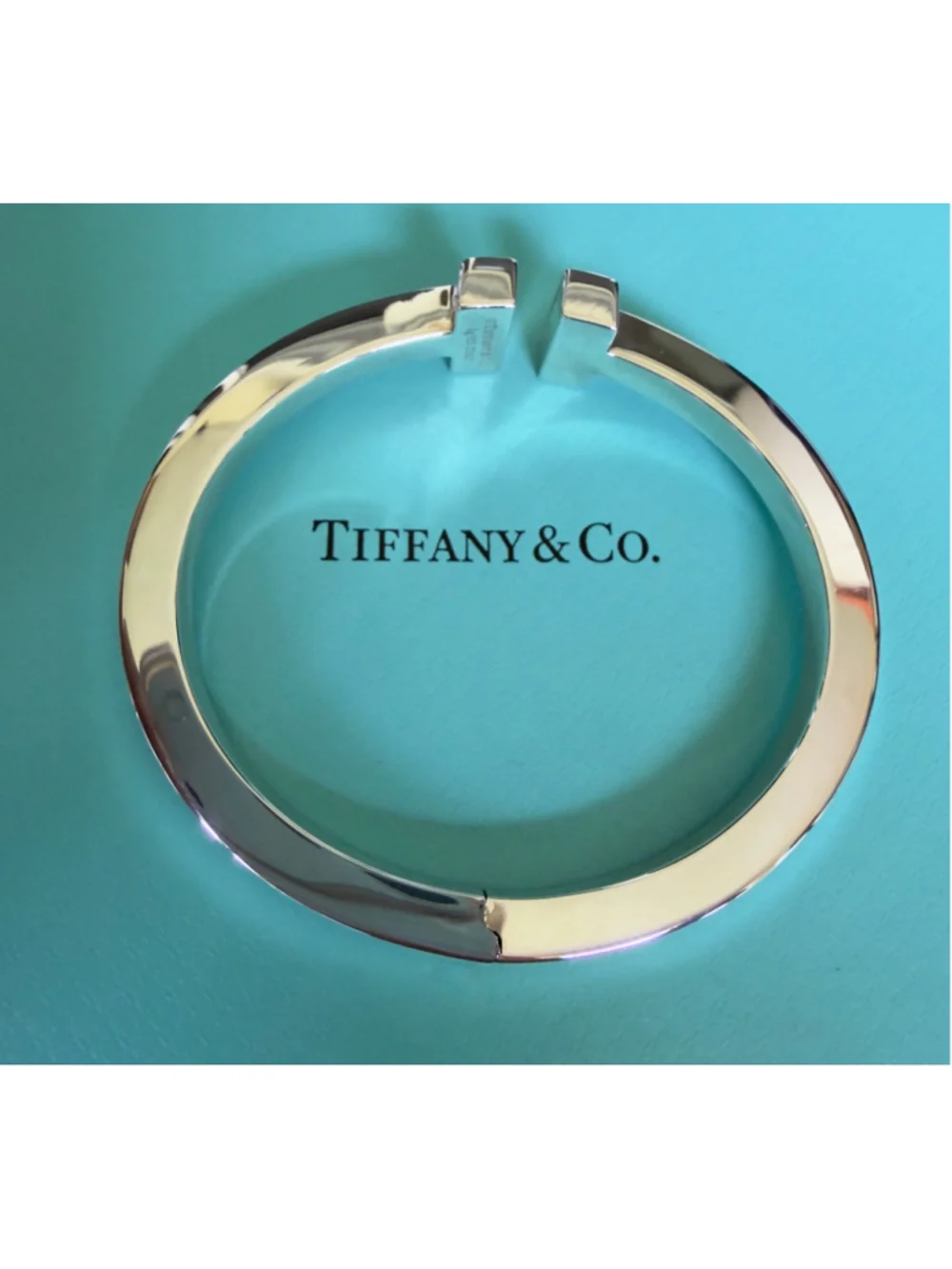 Tiffany & Co. T Square Sterling Silver Bangle Bracelet 6.1” - Picture 5 of 15